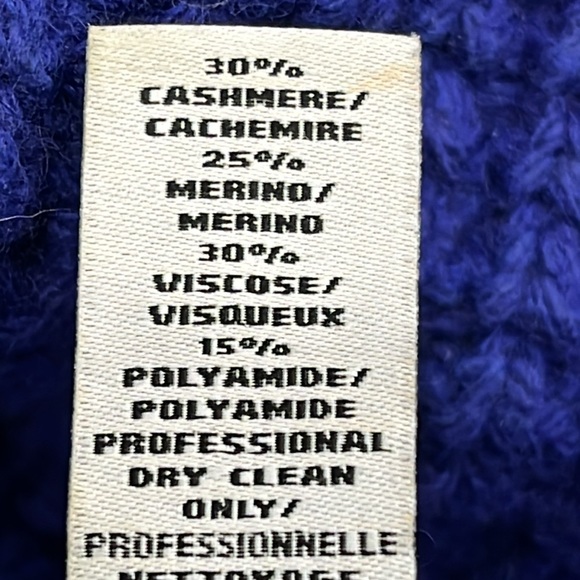 Autumn Cashmere Turtle Neck Pullover Sweater in Cobalt blue Leather elbow M - Picture 14 of 15